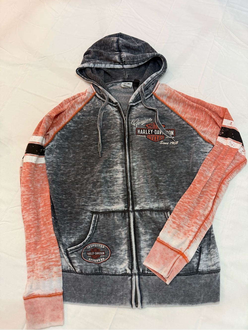 Harley-Davidson Men’s Two-Tone Zip Hoodie - Gray & Coral